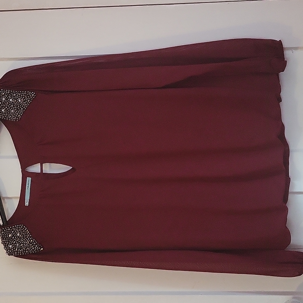 NWOT Burgundy Women's Elegant Blouse.